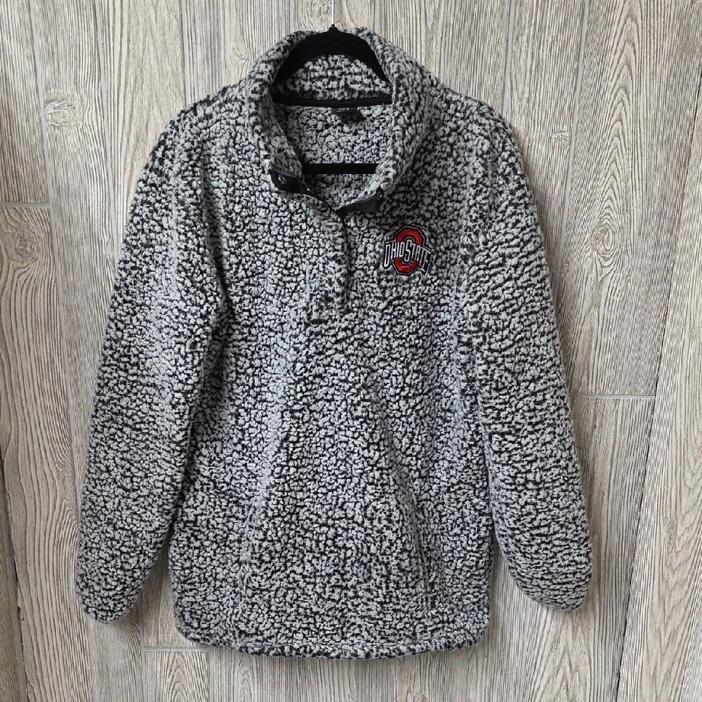 Ohio State University Sherpa Fleece  Quarter Zip Pullover Womens Size Large